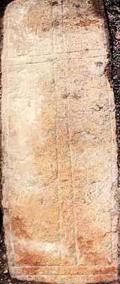 Photo shows 10th Century grave slab believed to be from a bishops grave.